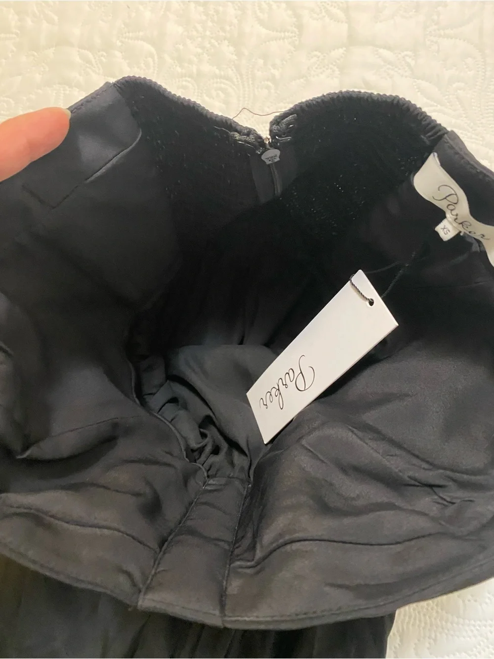 Parker Bayou Strapless Black Silk Maxi Dress